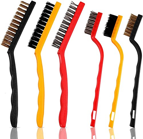 6 piezas Cepillo de acero inoxidable，Para Limpiar Escoria De Soldadura, Óxido y Polvo, Acero Inoxidable, Latón y Nylon Cepillo De Alambre.