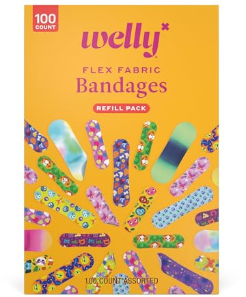 Welly Bravery Badge Value Pack | Adhesive Flexible Fabric Bandages | Assorted Shapes and Patterns for Minor Cuts, Scrapes, and Wounds - 100 Count