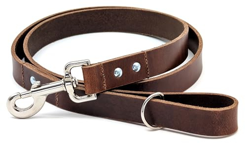 Ashford Ridge Hundeleine aus Vollnarbenleder, Antikbraun, klein (1 m)