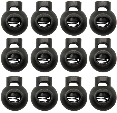 ZELHYEUU 12 Stück Kordelstopper, Federschnur Schlösser, Kunststoff Rutschen Kordelklemme, Single Hole Cord Locks, Rund Kunststoff Kordelklemme, für Kordelzug Rucksack Rucksack