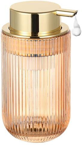 LEICURACE Schaumseifenspender aus Glas, nachfüllbarer Faming-Spender mit Goldpumpe, Schaum-Handseifenspender für Badezimmer, Küche, modernes Heim-Badezimmer-Dekor (Schaumtyp/Gold)