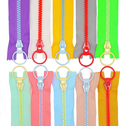 YaHoGa 10 Stück 50 cm Reißverschluss Kunststoff 5mm Nicht teilbar 10 Farben | Reissverschluss Reißverschluß für Tasche Nähen Kissenbezug Kleidung DIY Craft