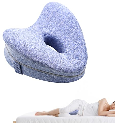 SWTHM Seitenschlaf-Kniekissen, Memory-Schaum-Beinpositionierungskissen Kniekissen mit elastischem Band, Kniestützkissen mit waschbarem Bezug für Seitenschläfer