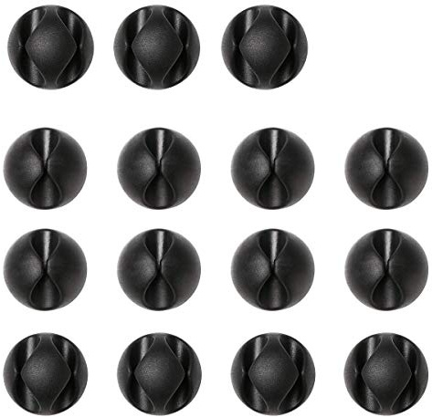 15pcs Data Cable Holder, Made of Organic Silicon Material Desktop Cord Holder, Charging Cord Cable Management for Home, Office, Car and Desk, Black