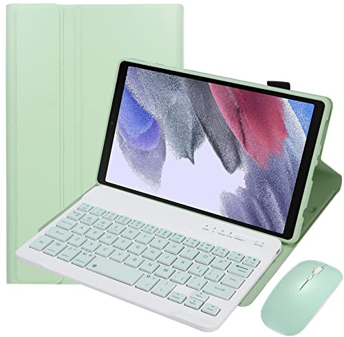 Custodia con Tastiera per Samsung Galaxy Tab A7 Lite da 8,7 Pollici 2021 Modello (SM-T220/T225/T227), Copertura con Supporto Leggero con Tastiera Staccabile Magneticamente,Mouse Bluetooth,Verde