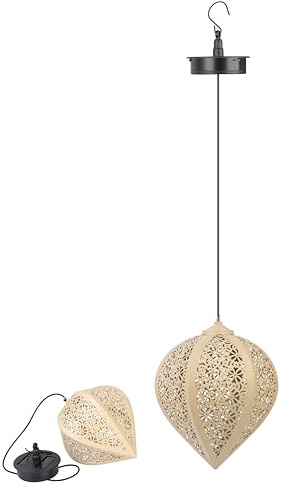 Northpoint LED Solar Metall Hängeleuchte LED Windlicht Dekolampe Dämmerungssensor Schattenspiel orientalisch Beige