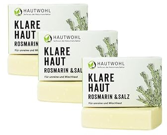 Hautwohl Klare Haut 3 x 80g Gesichtsreinigung für glatte und strahlende Haut. Schäumende Seife wirkt antibakteriell bei unreiner und Mischhaut. Vegan