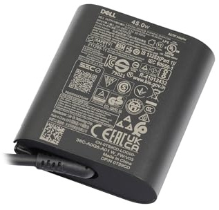 Dell KR7FK Original USB-C GaN-Chargeur 45 Watts Petit Small Slim pour Venue 8 Pro, 10 Pro, Inspiron 17 (7778), Latitude 11 (5175), 13 (7370), 12 (5289), XPS 13 (9365)