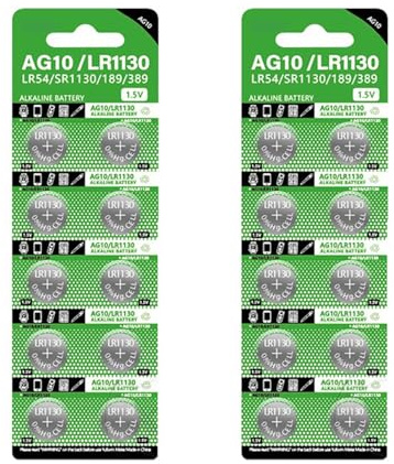 Lot de 10/20/30/40 piles bouton AG10/LR1130 LR54 SR1130 389 189 pour montres et jouets