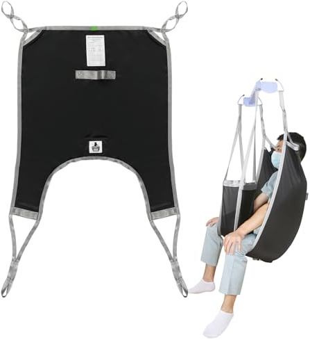 EZ Assistive Patient Lift Divided Leg Sling with Lower Back, Patient Lift Sling for Transfer and Positioning and Lifting, 500lb Weight Capacity (Black, Large)