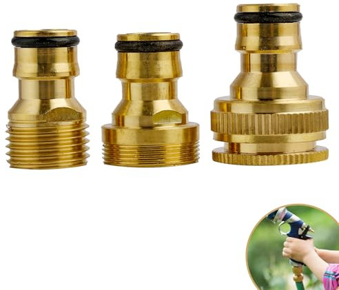 3PCS Adaptateurs de Tuyau d'Arrosage pour Robinet de Cuisine, Connecteurs Universels en Laiton, Connecteur Tuyau Arrosage, Compatibles pour Robinets Domestiques et de Jardin