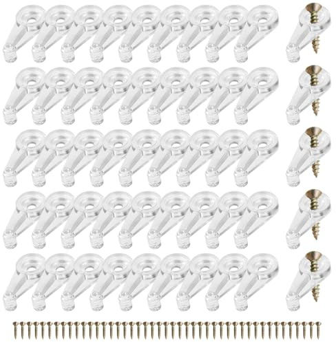 50 Stück Glasclips mit Schrauben, Glastür-Halterungs-Clips für die Befestigung von Schrank-Glastüren