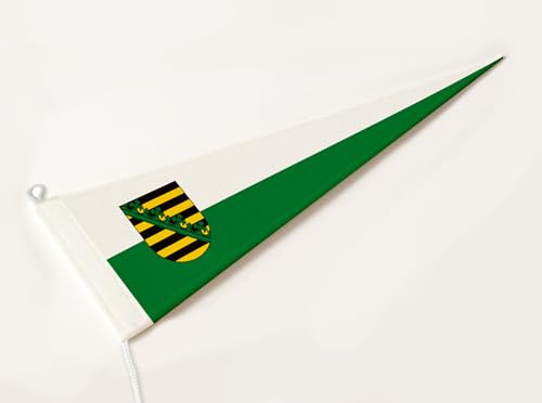 FLAGLY Premium Langwimpel Sachsen 115g/m² Stoffgewicht, robustes und witterungsbeständiges Glanzpolyester - Wimpel Sachsen, Fahnenmast Zubehör (150x40 cm)
