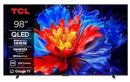 TCL 98P8K Téléviseur Intelligent QLED 4K HDR UHD 98 (Dolby Vision & Atmos, Motion Clarity Pro, FreeSync, Onkyo 2.1, Commande vocale, Compatible avec Google Assistant, Google Cast)