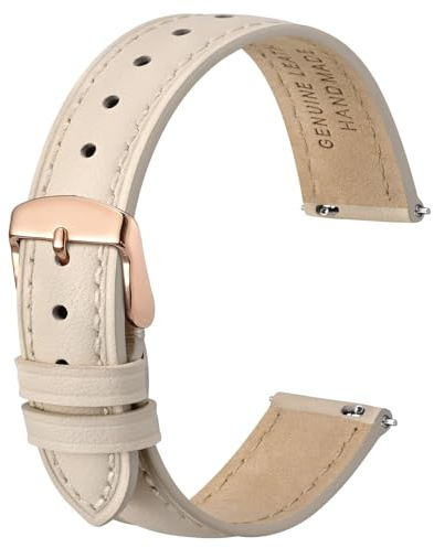 Anbeer Flat Thin Elegantes Echtes Leder Uhrenarmband, Schnellverschluss Ersatz Uhrenarmband für Frauen, Mehrere Größenauswahl
