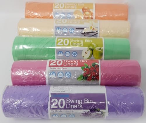 Foglish Home & Garden Lot de 100 sacs poubelle parfumés, 50 l, parfums multiples, 60 x 88 cm