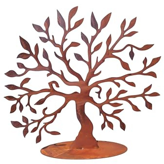Bornhöft Metall Rost Gartendeko Edelrost rostige Garten Rost Deko Baum Lebensbaum Gartendeko Edelrost Tischdeko Metall Rostoptik Lebensbaum (46cm)