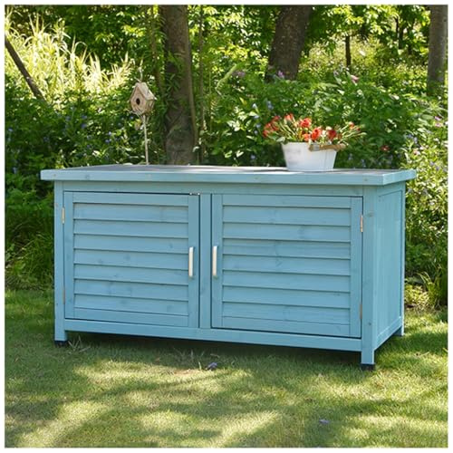 Outdoor Potting Bench with Tool Storage, Multi-Purpose Wooden Shed for Backyard Organization and Lawnmower Storage