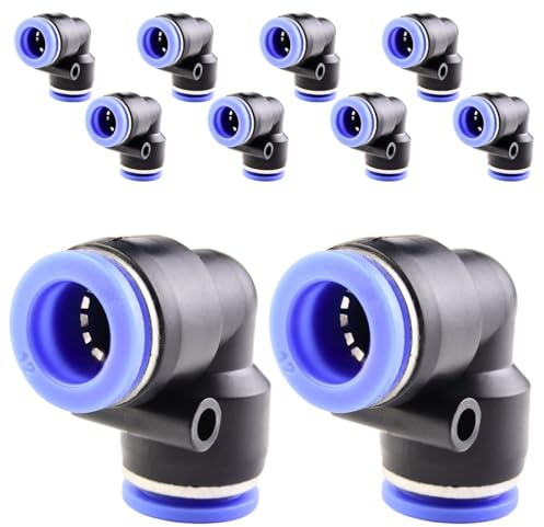 ANGEEK 10 pezzi connettori pneumatici da 12 mm conectores per tubi flessibili a 90° Raccordies per aria compressa Adattatori per condotti dell'aria PV Raccordi a gomito