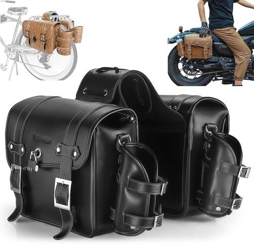 BESTXH Borsa da Sella per Bici, Borsa da Sella Posteriore per Moto in Similpelle, con Portaborraccia E Lucchetto, per Bauletto da Sella per MTB E Mountain Bike,Nero