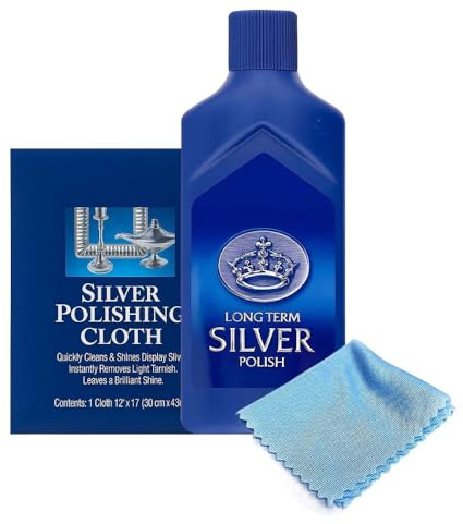 Goddard's Silver Polish Cloth and Long Term Silver Polish Cleaner 125ml kit for Cleaning Silver Jewelry, Gold, Dinnerware, Silverware, Antiques to Maintain their Shine, Protect & Clean