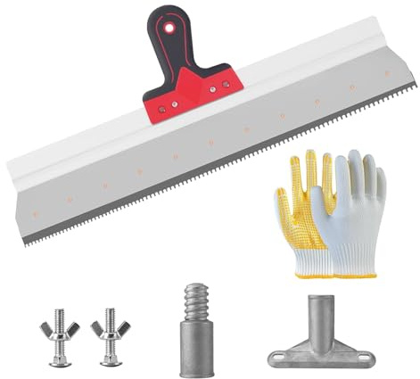 Raclette à grande surface 560 mm - Spatule dentelée dentée avec support de manche - Masse de compensation pour une application uniforme des masses de revêtement de sol
