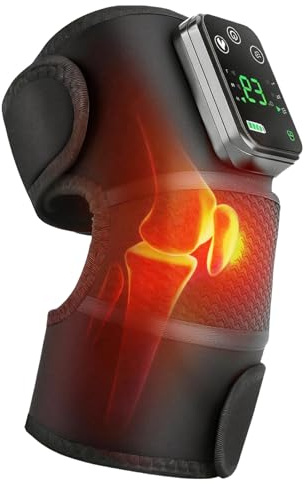 Turmegtt Knee Massager, Cordless Heated Knee Brace Wrap with Vibration | Heating Knee Brace Support for Arthritis,3-Intensity Vibration Temperature Control Rechargeable Knee Massager for Pain Relief