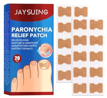 20 Patches Fungal Nail Repair for Toenail Restoration, Treats Thick, Damaged, Discolored or Falling Off Toenails, 8-Hour Intensive Treatment, Includes Nail Care Bandages