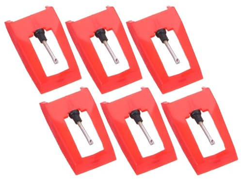 BESPORTBLE 6 Pièces Aiguilles de Remplacement pour Platine Vinyle Stylus Phonographe Compatible avec Gramophones et Disques Vinyles Rouge