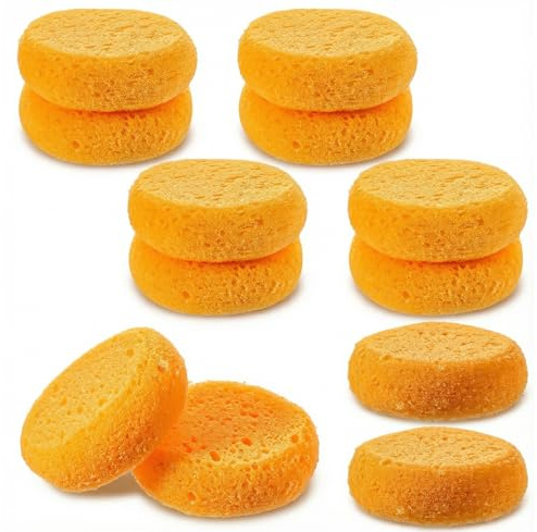 12PCS Round Pottery Sponges, Yellow Painting Sponge for Crafts, Multifunctional Clay Sponge for Art, Painting, Cleaning, Leather Care, 2.8inch