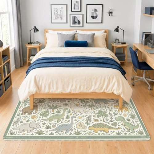 Alfombra de área de elefante, dinosaurio león juguetón N/A, verde, alfombras esenciales para dormitorio universitario, alfombras estéticas para el hogar, sala de estar, debajo de la cama, decoración