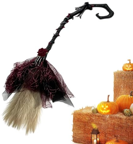 Halloween kvast mörk, gotisk och läskig cosplay rekvisita | Halloweenrekvisita, häxkvast för kvinnor och män, scenföreställningar, karnevalsevenemang, inomhus och utomhus