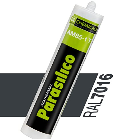 Profi Silikon Parasilico 310ml Kartusche Dichtstoff, Bad, Küchenbereich, Innen-und Außen Bausilikon, Große Farbauswahl (2x Kartuschen, anthrazit RAL 7016)