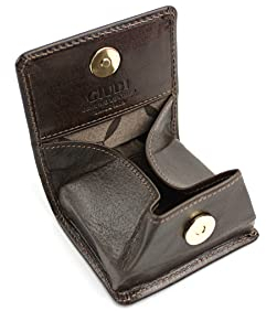 GIUDI ® Porte-monnaie avec fermeture magnétique en cuir de vachette, boîte viennoise, minimaliste, de haute qualité, durable, marron foncé, Porte-monnaie