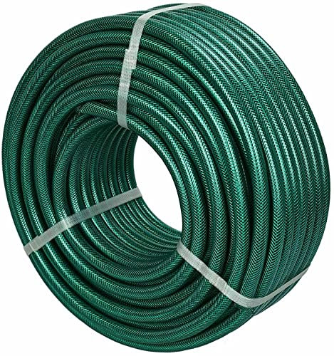 TRTO Garden Hose Pipe Reinforced Braided PVC Watering Hosepipe Reel Useful for Garden and Outdoor (100m)
