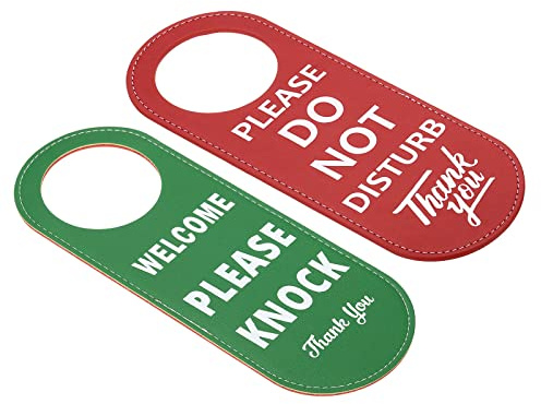 PATIKIL Doppio Lato Porta Appendiabiti Cartello, 2pz Do Not Disturb Davanti e Welcome Knock Indietro Lato Porta Manopola Privacy Cartello per Ufficio Casa Riunione, Multicolore