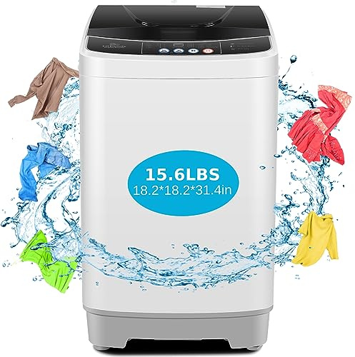 Nictemaw Portable Washing Machine 15.6Lbs Capacity Portable Washer with Drain Pump 2.1Cu.ft Full-Automatic Compact Washer with 10 Programs 8 Water Level for Home, Apartment, RV, Dorms
