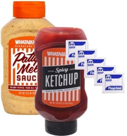 Signature Sauce 2-PACK Bundle, One (1) 15.5 fl oz Creamy Pepper Sauce, One (1) 20 fl oz Spicy Ketchup, & Six (6) Wet Wipes Towelettes