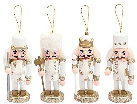 4 PCS Christmas Nutcracker Soldier Decorations - Wooden Figures Ornaments Set