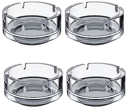 Clearfee 4 mini posacenere in vetro, posacenere in vetro, lavabile in lavastoviglie, impilabile, trasparente, rotondo, 4 ripiani, diametro 7 cm
