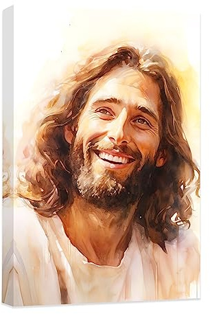 CCWACPP Jesus-Wandkunst, christliches Gemälde, Christus-Leinwanddrucke, Bild von Jesus, lachendes Christus-Lächeln, Poster, religiöse Heimdekoration