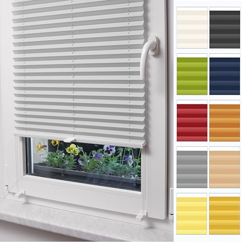 Plissee ohne Bohren nach maß, Plissee klemmfix, Plisseerollo innen, Fensterrollo Sonnenschutz (Höhe von 150 cm bis 230 cm)