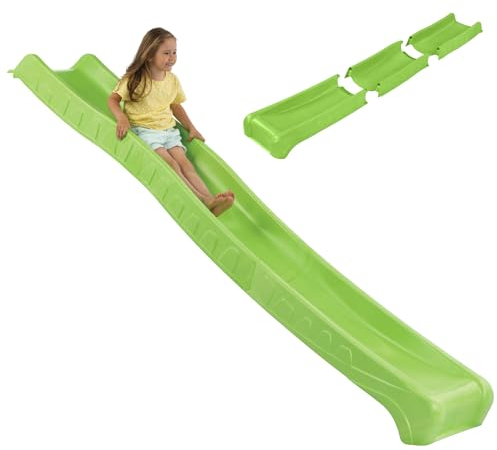 Kinderrutsche Outdoor 3 m lang für Kinder ab 3 Jahren Podesthöhe 150 cm (+/- 5 cm) Gartenrutsche für Spielhaus & Spielturm als Wasserrutsche für den Garten geeignet (Lindgrün)