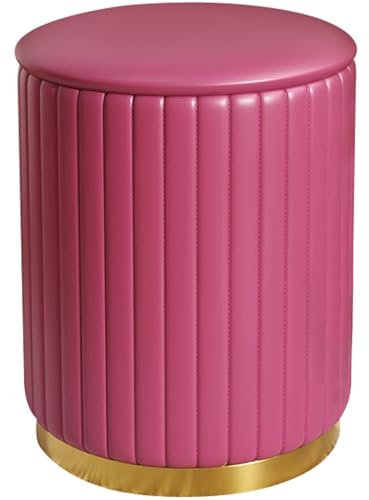 AMENAS Gepolsterter Hocker mit Stauraum, Sofa-Hocker, Pouf, Hocker, Schminktisch, Schuhbank, Truhenbank, Metallsockel, Fußhocker für Flur, Schlafzimmer, Wohnzimmer (Rosa)