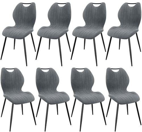 LEWE Esszimmerstühle 8er Set, Küchenstühle Wohnzimmerstuhl Polsterstuhl mit Metallbeine,Stuhl mit Stoff-Rückenlehne, Stühle für Esszimmer Wohnzimmer Küche