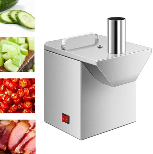 Cortadora De Verduras Eléctrica, Cortadora De Alimentos Comercial De 200 W con Cuchillas De 2-7 Mm, Picadora De Verduras Eléctrica para Cocina, Procesador De Alimentos Pequeño para Jamón, Tocino