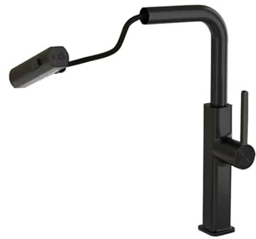 Grifo de cocina, boquilla extraíble Flexible, mezclador de fregadero de cocina, rociador de corriente, grifo de cocina Gourmet, grifo de agua, grúa de latón gris(Black Faucet,G9/16)