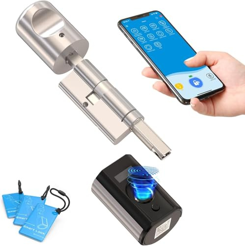 WELOCK Touch63 Türschloss Fingerabdruck,mit RFID Karte,APP,WiFi,Fingerabdruck Schloss haustür IP65,Elektronisches Türschloss,Einstellbarer Schließzylinder für Türen von 50-100mm,Smart Türschloss