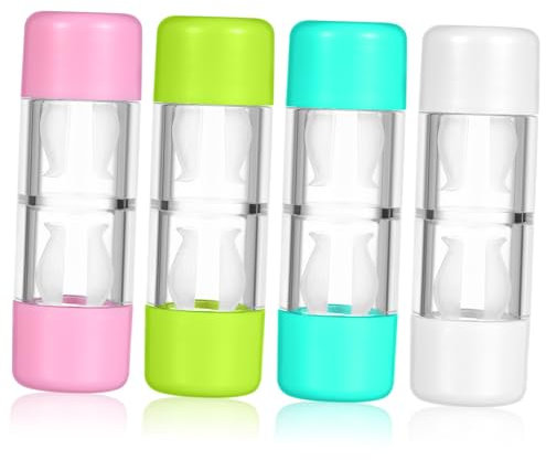 Healeved Kontaktlinsenbehälter 4 Stück Für Formstabile Hartlinsen Kompakte Aufbewahrung Transparentes Design Reiseetui Für Täglichen Gebrauch Und Unterwegs (rosa Weiß Blau Grün)