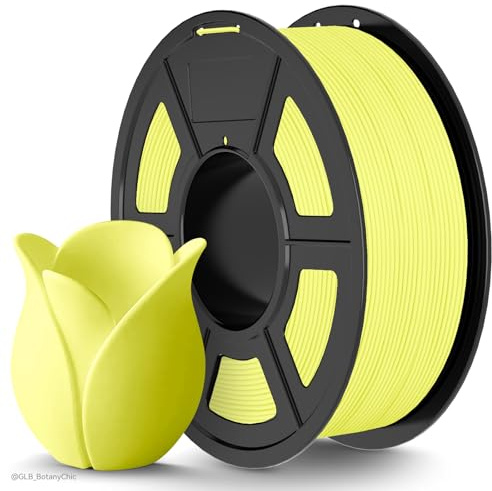 TECBEARS Matte PLA Filament Gelb 1KG, High Speed PLA 3D Drucker Filament mit Matter Oberfläche für 0-600 mm/s Hochgeschwindigkeitsdruck, Maßgenauigkeit +/- 0.02mm, 1kg Kartonspule (2.2lbs)